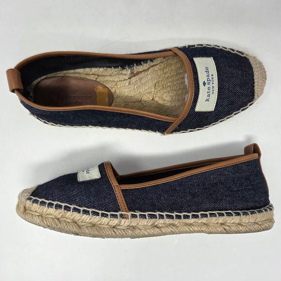 KATE SPADE WOMENS BLUE DENIM CANVAS FLATS LOAFERS ESPADRILLES SIZE 6 - Picture 1 of 7